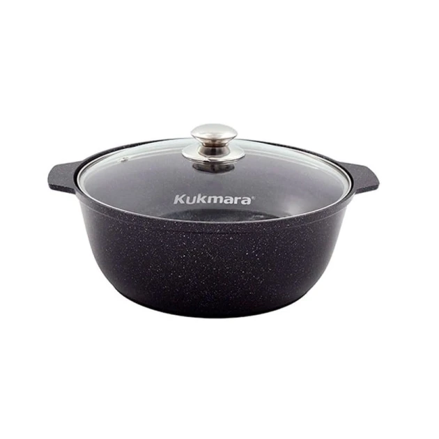 Сковородка-жаровня Kukmara Мраморная jmt528a, с крышкой, алюминий, черная, 28 см, 5 л