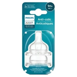 Qidalanma üçün əmzik dəsti Philips Avent Anti-colic, silikon, şəffaf, 2 əd