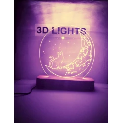 3D-gecə lampası tac02, 20x14 sm, bənövşəyi