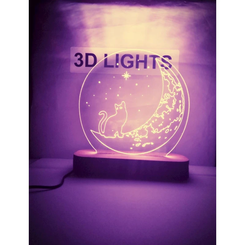 3D-gecə lampası tac02, 20x14 sm, bənövşəyi