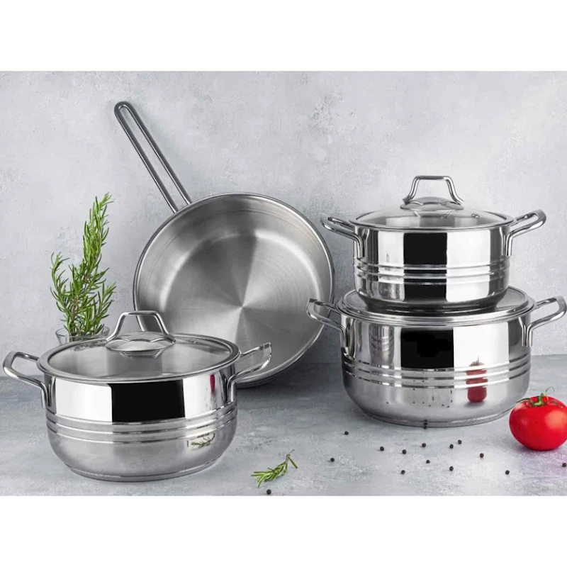 Набор кастрюль Lines Oscar, нержавеющая сталь, серебристые ручки, серебристый, 7 предметов Набор кастрюль Lines Oscar, нержавеющая сталь, серебристые ручки, серебристый, 7 предметов