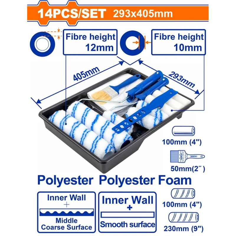 Набор из валиков, малярной ванночки и кисти Wadfow WCB3H13