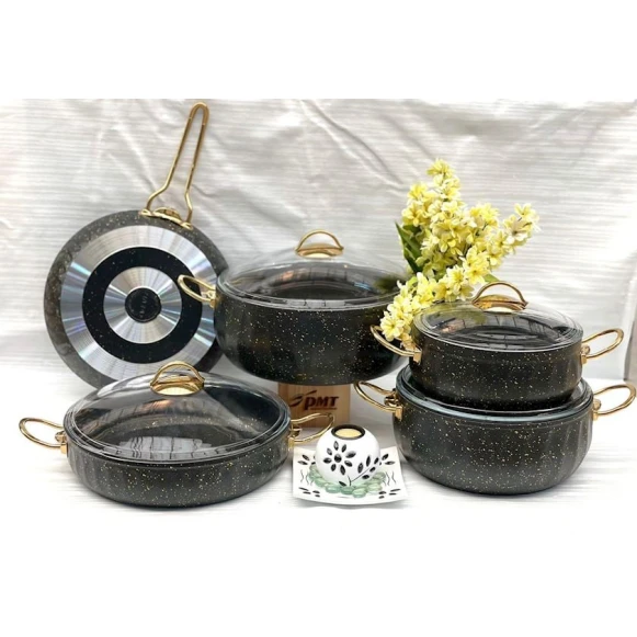 Набор кастрюль и сковородок Eviz EE-ZZ-005, гранит, черный, 9 предметов Набор кастрюль и сковородок Eviz EE-ZZ-005, гранит, черный, 9 предметов