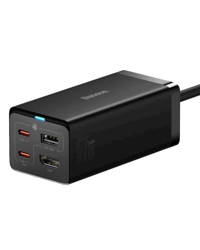 Paylayıcı Baseus GaN5 Pro Desktop Fast Charger 1U+2C+HDMI 67W with 1.5 m power cord EU (CCGP110201) Black