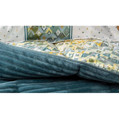 Комплект постельного белья Yataş Diamond Triola, одеяло 195x215 см, простыня 160x200 см, наволочки 50x70 см 2 шт, двуспальный, хлопок/полиэстер, Yeşil