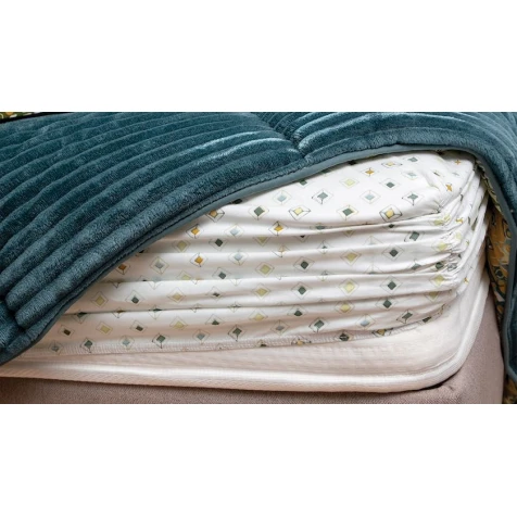 Комплект постельного белья Yataş Diamond Triola, одеяло 195x215 см, простыня 160x200 см, наволочки 50x70 см 2 шт, двуспальный, хлопок/полиэстер, Yeşil