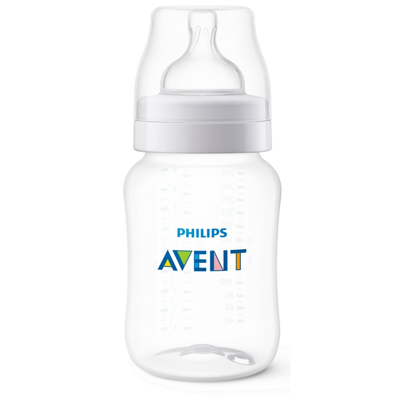 Бутылочка Philips AVENT Anti-colic SCY103/01, полипропилен/силикон, прозрачный, 260 мл, 1+ мес Бутылочка Philips AVENT Anti-colic SCY103/01, полипропилен/силикон, прозрачный, 260 мл, 1+ мес