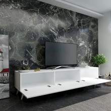 TV üçün tumba TV Stend 010, LDSP/metal, ağ, 180x55x33 sm