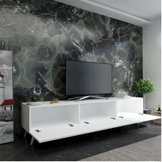 TV üçün tumba TV Stend 010, LDSP/metal, ağ, 180x55x33 sm