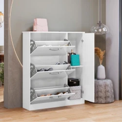 Тумба для обуви Art Mebel 86, ламинат, белая, 130х50х30 см