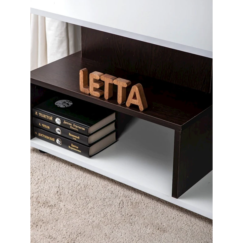 Журнальный стол Letta, коричневый/белый, ЛДСП, 89х44x45 см Журнальный стол Letta, коричневый/белый, ЛДСП, 89х44x45 см