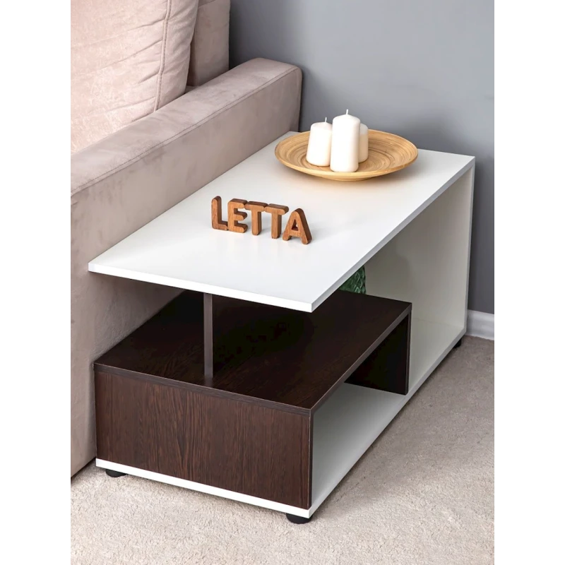 Журнальный стол Letta, коричневый/белый, ЛДСП, 89х44x45 см Журнальный стол Letta, коричневый/белый, ЛДСП, 89х44x45 см