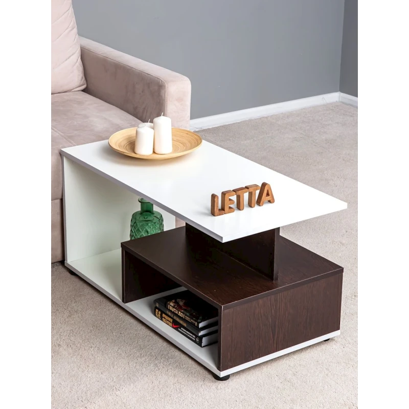 Журнальный стол Letta, коричневый/белый, ЛДСП, 89х44x45 см Журнальный стол Letta, коричневый/белый, ЛДСП, 89х44x45 см