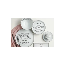 Набор для завтрака Porland Be Happy 04AP021121, 31 предмет, на 6 персон, фарфор, белый/черный