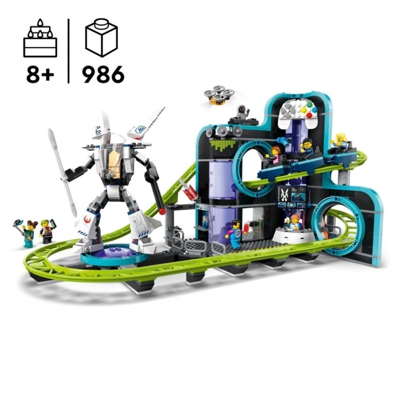 Konstruktor LEGO City Robot World Roller-Coaster Park 60421, 986 parça, 8 yaşdan