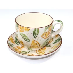 Чашка ручной работы Лимон, керамика, разноцветная, 180 мл