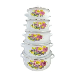 Набор кастрюль ZTW-QDEO2, эмаль, белый, 16/18/20/22/24 см, 5 шт