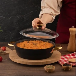 Qazan Ozlife Karniyarik, qranit, qara, 28 sm, 5 l