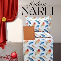Комплект постельного белья Nar-Lı-001012, простыня 180x240 см, пододеяльник 160x220 см, наволочка 1 шт x 50x70 см, односпальный, хлопок, разноцветный