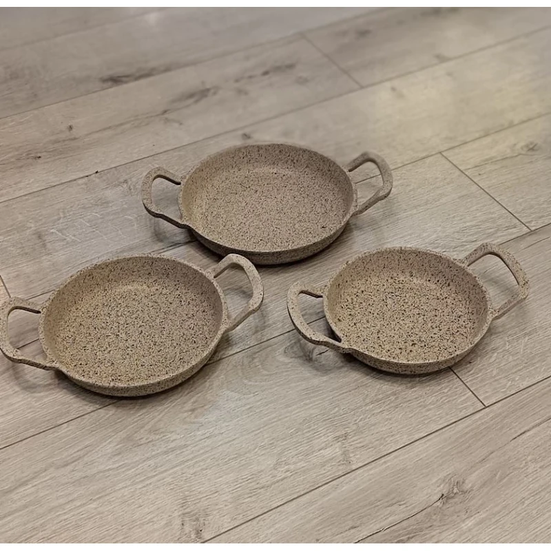 Набор сковородок 000030, 3 шт, гранит, бежевый Набор сковородок 000030, 3 шт, гранит, бежевый