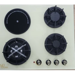 Газовая варочная панель Nurline, керамическая, белая/черная