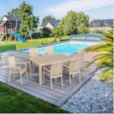 Bağ üçün mebel dəsti Florya Garden Cappuccino, masa ölçüsü 90x150 sm, stul ölçüsü 45x58x56x84 sm - Florya Garden 043