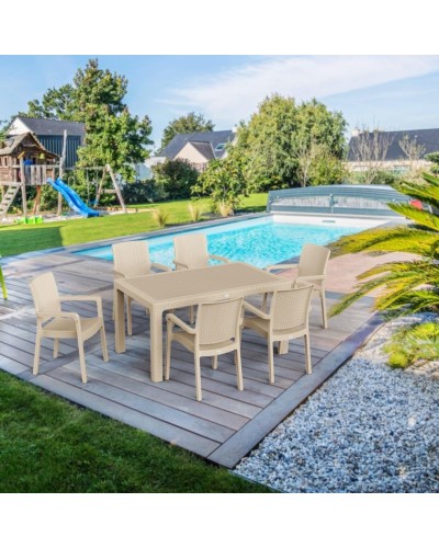Bağ üçün mebel dəsti Florya Garden Cappuccino, masa ölçüsü 90x150 sm, stul ölçüsü 45x58x56x84 sm - Florya Garden 043