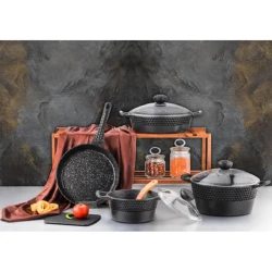 Qab-qacaq dəsti Ozlife Azra Black, qranit, 7 parça