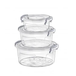 Набор контейнеров для хранения Hobby Life 3 шт, 0.6/1.2/2.1 л, пластик, с крышкой, прозрачный