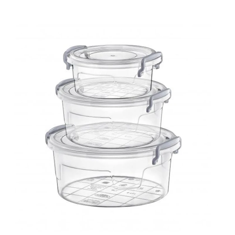 Набор контейнеров для хранения Hobby Life 3 шт, 0.6/1.2/2.1 л, пластик, с крышкой, прозрачный