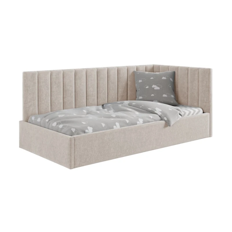 Bir nəfərlik çarpayı Art_tek_yataq(100) 83, laminat/parça, bej, 85x100x200 sm