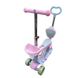 Детский самокат 0077-1, трехколесный, трансформер, розовый