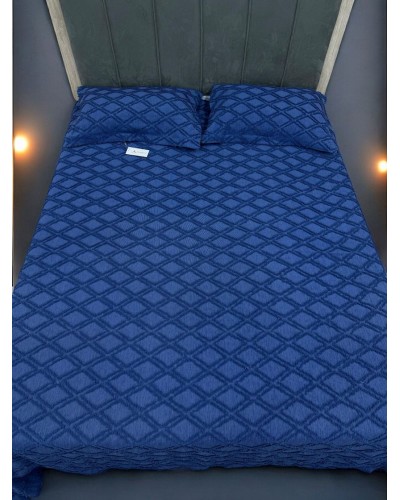 Yastıq üzlüklü dəst Luxe Cotton 000797, ikinəfərlik, örtük 240x260 sm, yastıq üzü 50x70 sm 2 əd, göy
