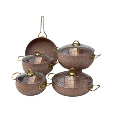Qab-qacaq dəsti Bonera SHA-00002908, qranit, qəhvəyi, 9 parça