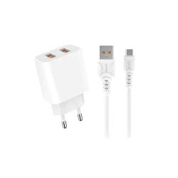 Enerji toplama cihazı Denmen DС05T Dual USB Travel Charging with Type-C, Ağ Enerji toplama cihazı Denmen DС05T Dual USB Travel Charging with Type-C, Ağ