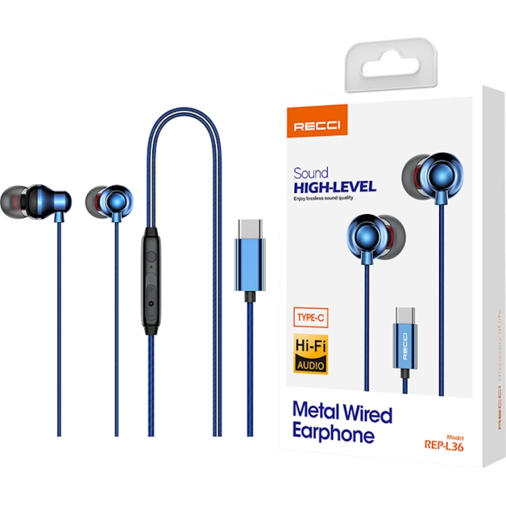 Проводные наушники Recci Earphone Hi-Fi Audio REP-L36