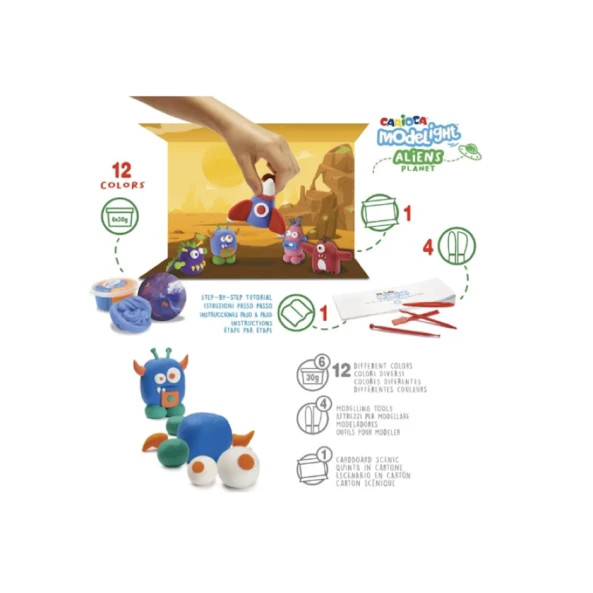 Масса для лепки Carioca Modelight Maxi Play Box Aliens