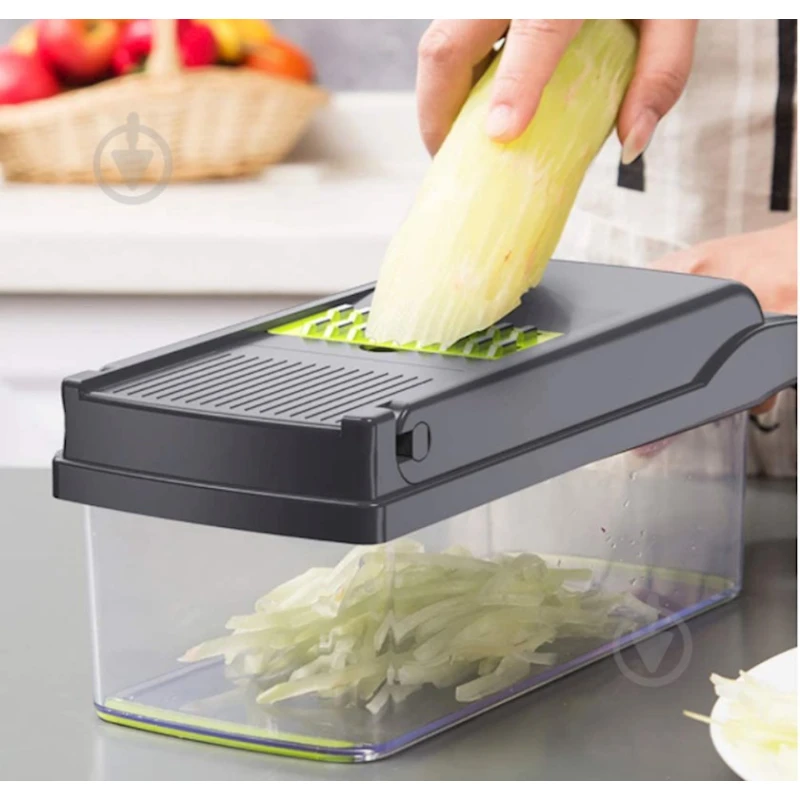 Овощерезка-измельчитель Veggie Slicer 14 в 1, пластик/нержавеющая сталь, серый
