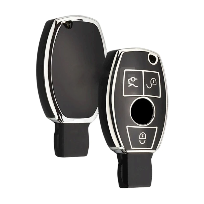 Чехол для автомобильного ключа 0620 Mercedes-Benz AMG Class, черный/серебристый