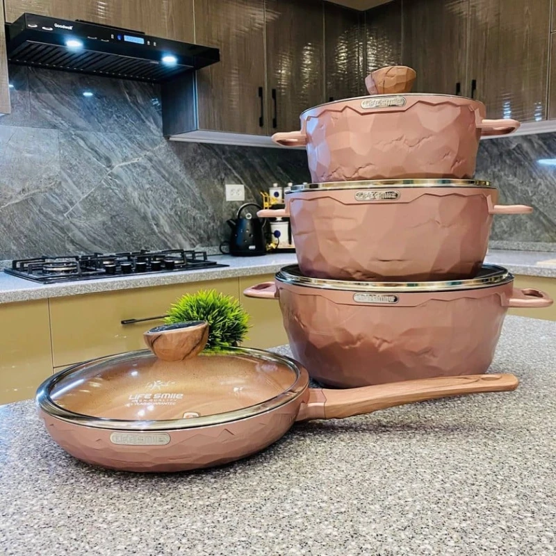 Набор кастрюль Life Smile LF-SM-025, розовый, 20/24/28 см