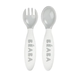 Набор ложка и вилка Beaba, серый, 7x2x15 см