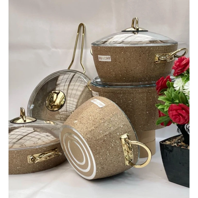 Qazan dəsti, qranit, qəhvəyi, 20/24/26/28 sm