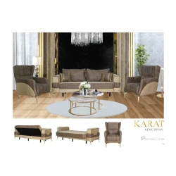 Комплект мягкой мебели Karat, коричневый/кремовый Комплект мягкой мебели Karat, коричневый/кремовый