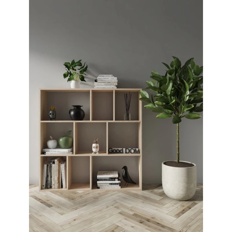 Стеллаж 3563_StellajBooKubSomona, 110x110x24 см, ЛДСП, бежевый