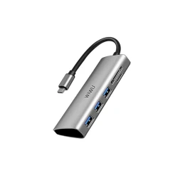 USB HUB Хаб Wiwu Alpha A532ST 5 in 1 USB C Grey