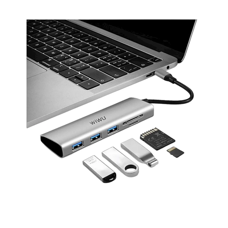 USB HUB Хаб Wiwu Alpha A532ST 5 in 1 USB C Grey USB HUB Хаб Wiwu Alpha A532ST 5 in 1 USB C Grey