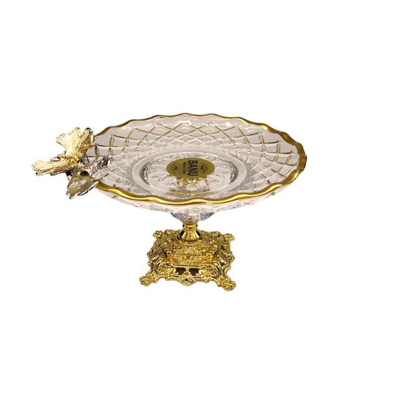 Pirojna üçün altlıq Banu NH-BN741, 18x11 sm, şüşə/metal, şəffaf/qızılı Pirojna üçün altlıq Banu NH-BN741, 18x11 sm, şüşə/metal, şəffaf/qızılı