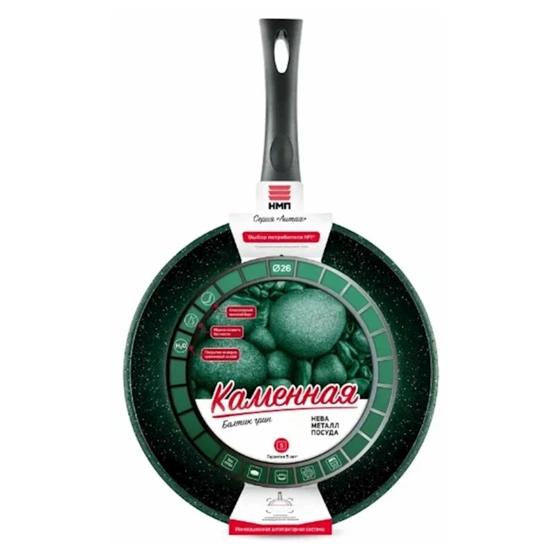 Сковородка Нева Металл Каменная Балтик Грин 16126, 26 см, алюминий, зеленая Сковородка Нева Металл Каменная Балтик Грин 16126, 26 см, алюминий, зеленая