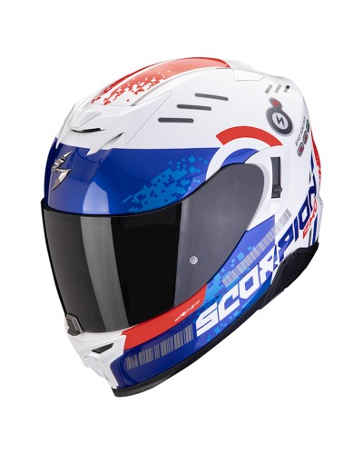 Motosikl dəbilqəsi Scorpion EXO-520 Evo Air Titan White/Blue/Red, ölçü L
