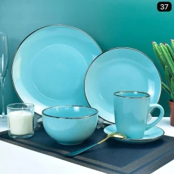 Набор столовой посуды 911miv, керамика, синий/золотистый, 4 персон, 20 предметов